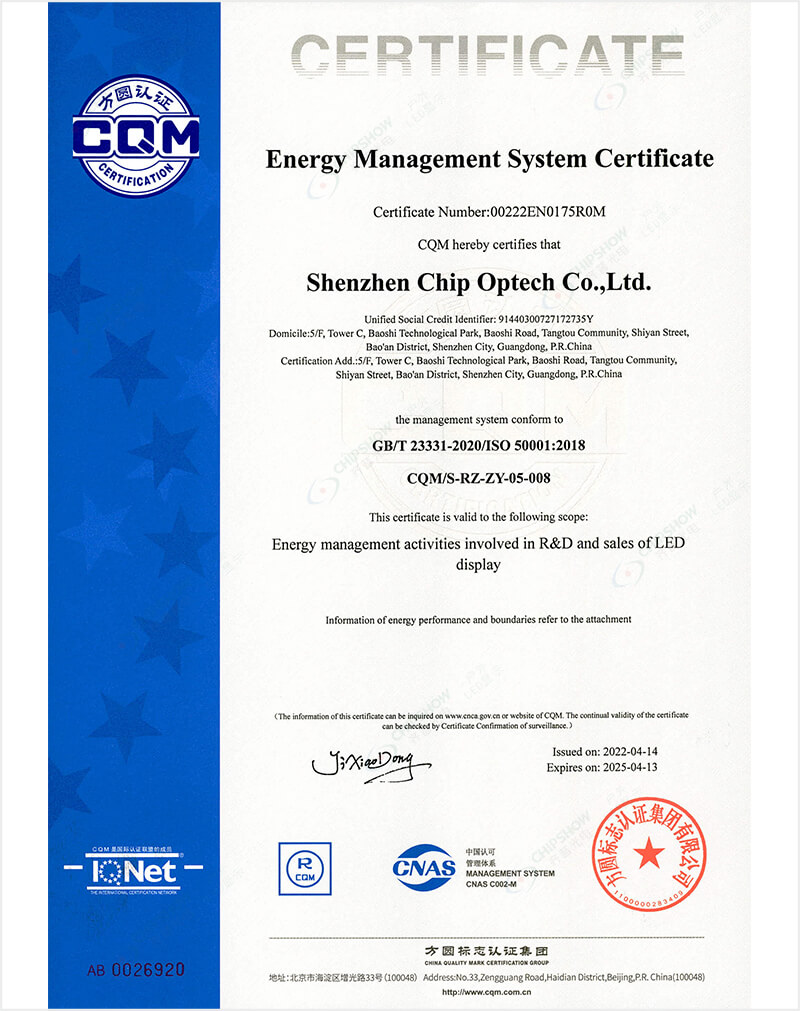 Certificado de Sistema de Gestión de Energía
